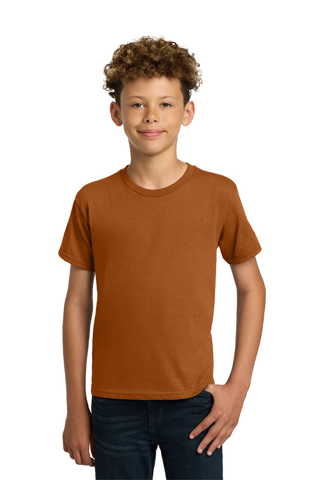Gildan 5000B Youth Short Sleeve Crewneck T-Shirt Texas Orange Model Front