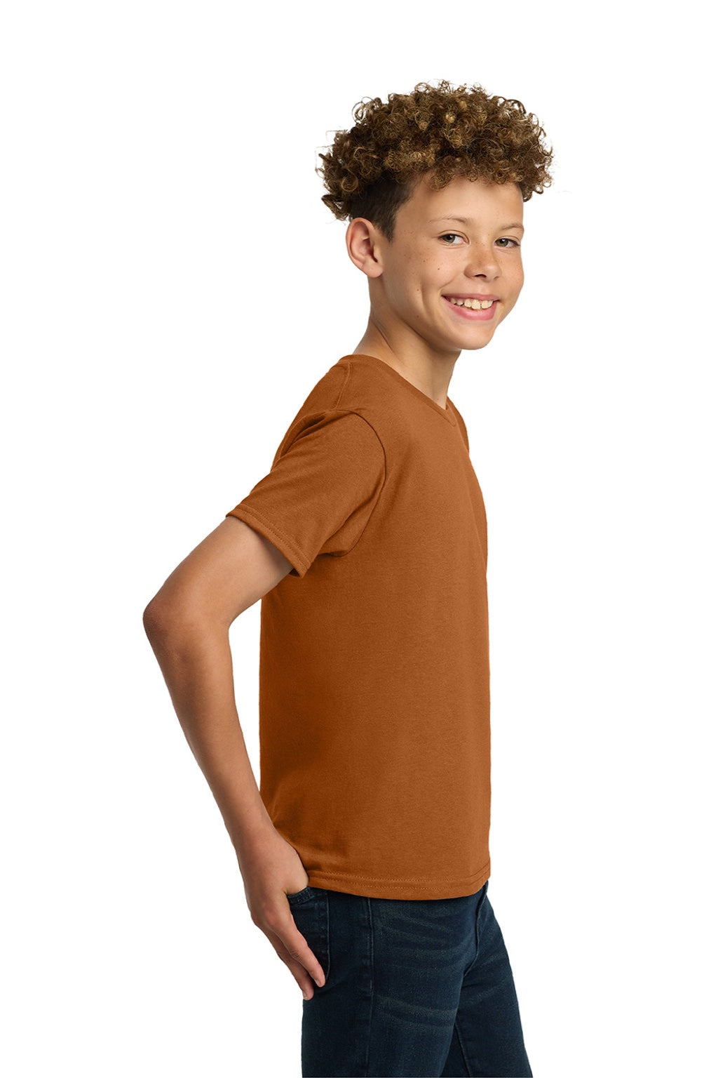 Gildan 5000B Youth Short Sleeve Crewneck T-Shirt Texas Orange Model Side