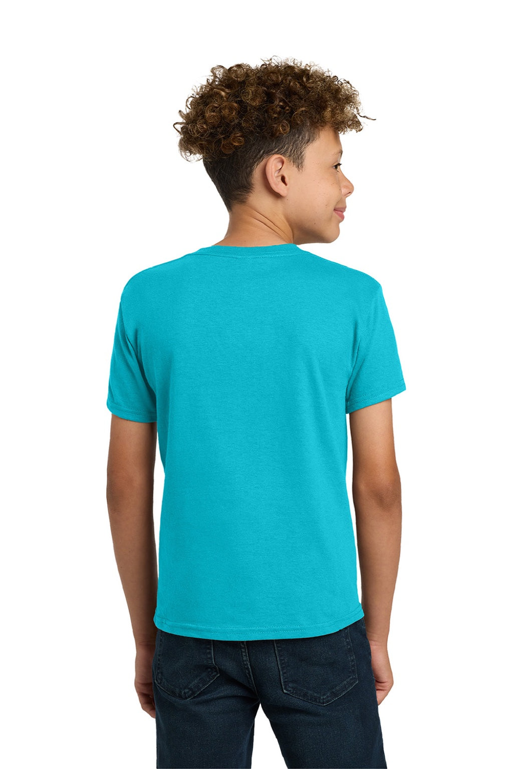 Gildan 5000B Youth Short Sleeve Crewneck T-Shirt Tropical Blue Model Back