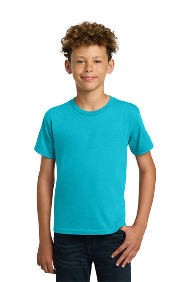 Gildan 5000B Youth Short Sleeve Crewneck T-Shirt Tropical Blue Model Front