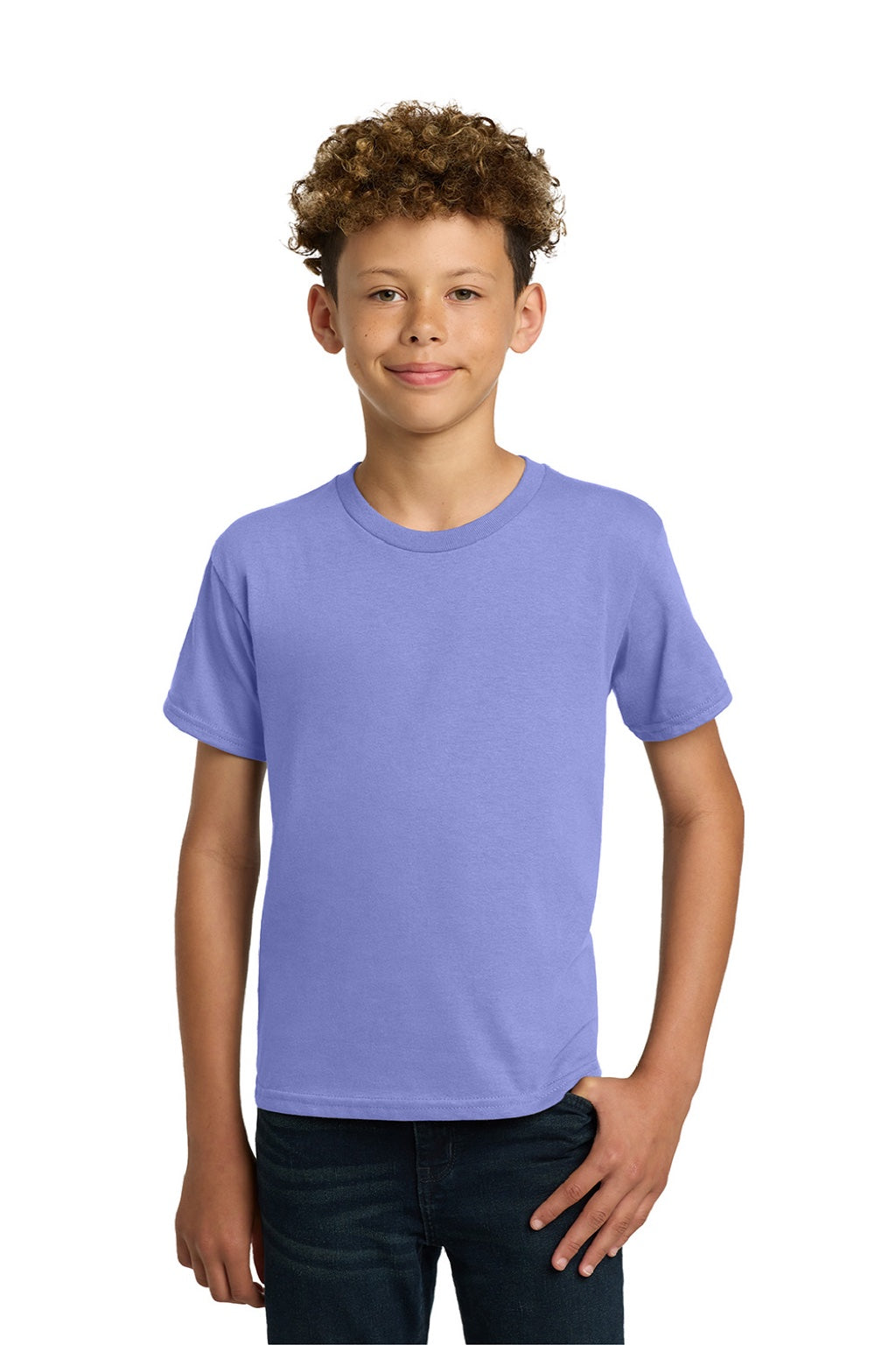 Gildan 5000B Youth Short Sleeve Crewneck T-Shirt Violet Purple Model Front