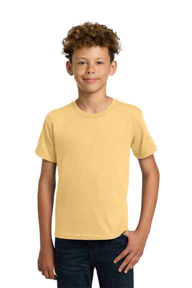 Gildan 5000B Youth Short Sleeve Crewneck T-Shirt Yellow Haze Model Front
