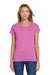 Gildan 5000L Womens Short Sleeve Crewneck T-Shirt Azalea Pink Model Front