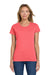 Gildan 5000L Womens Short Sleeve Crewneck T-Shirt Coral Silk Model Front
