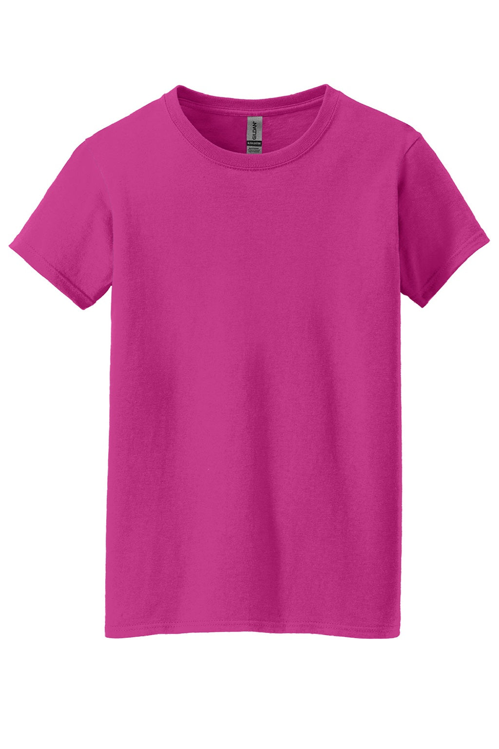 Gildan 5000L Womens Short Sleeve Crewneck T-Shirt Heliconia Pink Flat Front