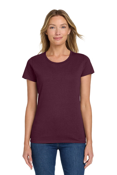 Gildan 5000L Womens Short Sleeve Crewneck T-Shirt Maroon Model Front