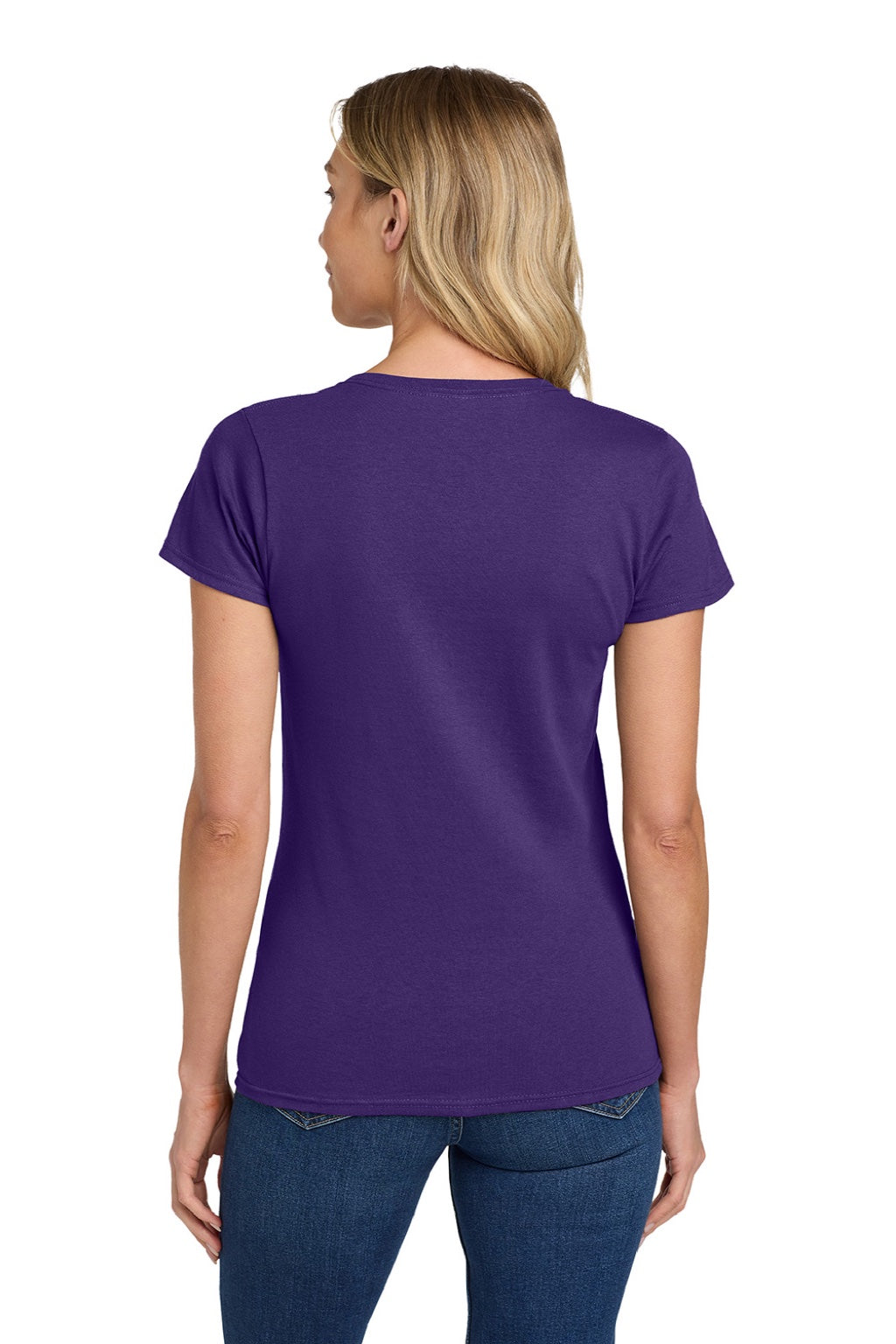 Gildan 5000L Womens Short Sleeve Crewneck T-Shirt Purple Model Back