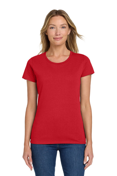 Gildan 5000L Womens Short Sleeve Crewneck T-Shirt Red Model Front