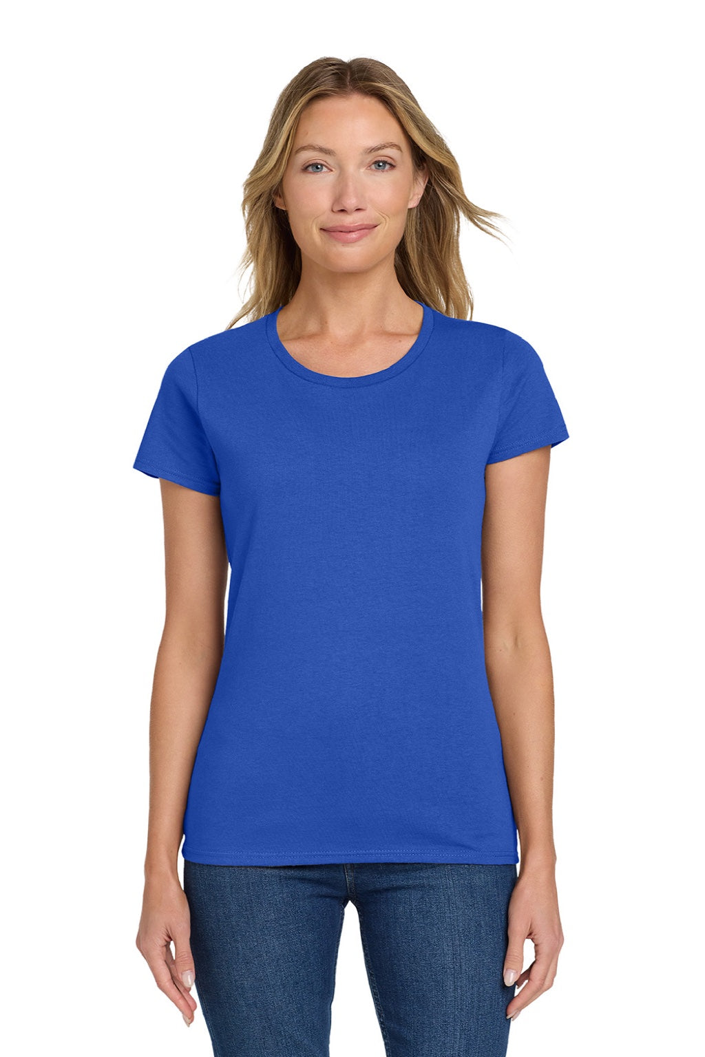 Gildan 5000L Womens Short Sleeve Crewneck T-Shirt Royal Blue Model Front