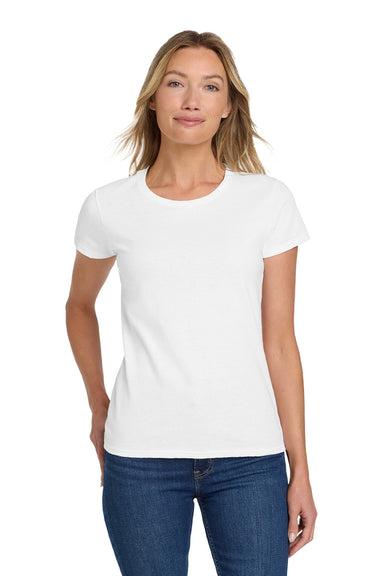 Gildan 5000L Womens Short Sleeve Crewneck T-Shirt White Model Front