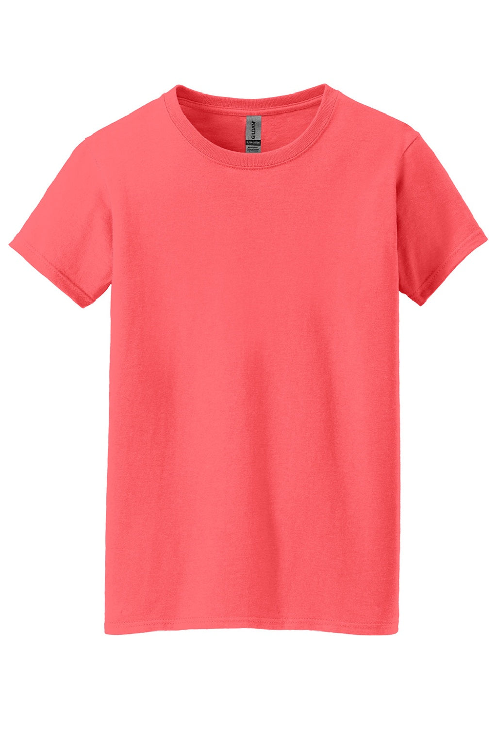 Gildan 5000L Womens Short Sleeve Crewneck T-Shirt Coral Silk Flat Front