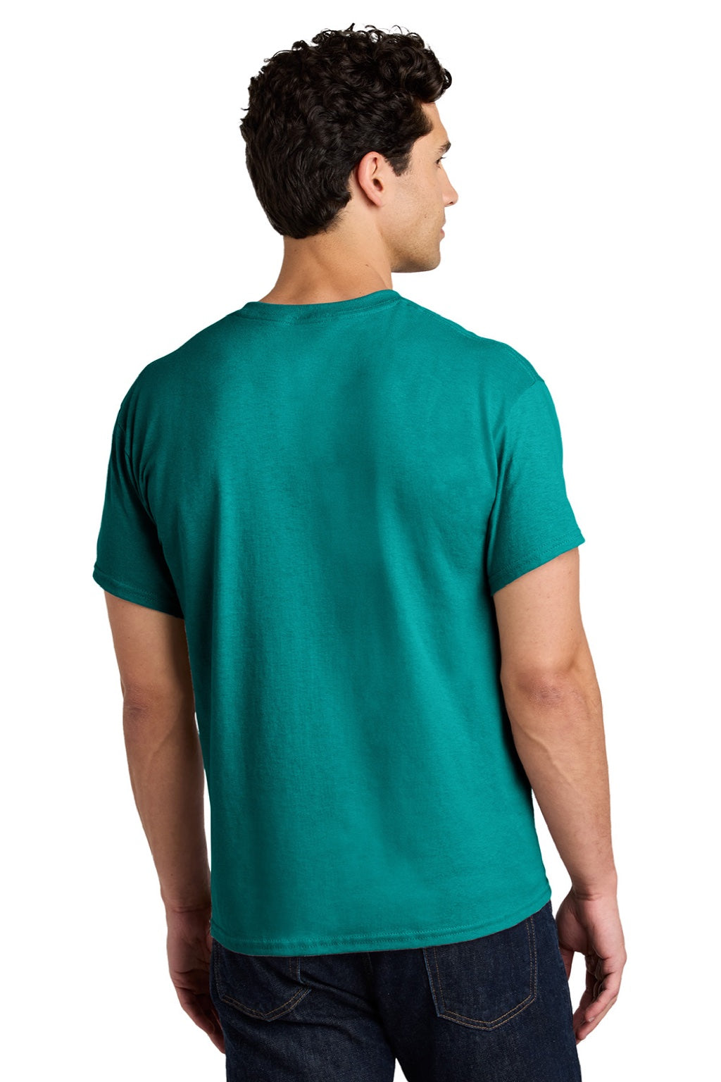 Gildan 5000 Mens Short Sleeve Crewneck T-Shirt Antique Jade Dome Green Model Back