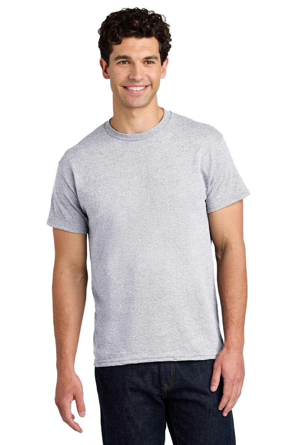 Gildan 5000 Mens Short Sleeve Crewneck T-Shirt Ash Grey Model Front