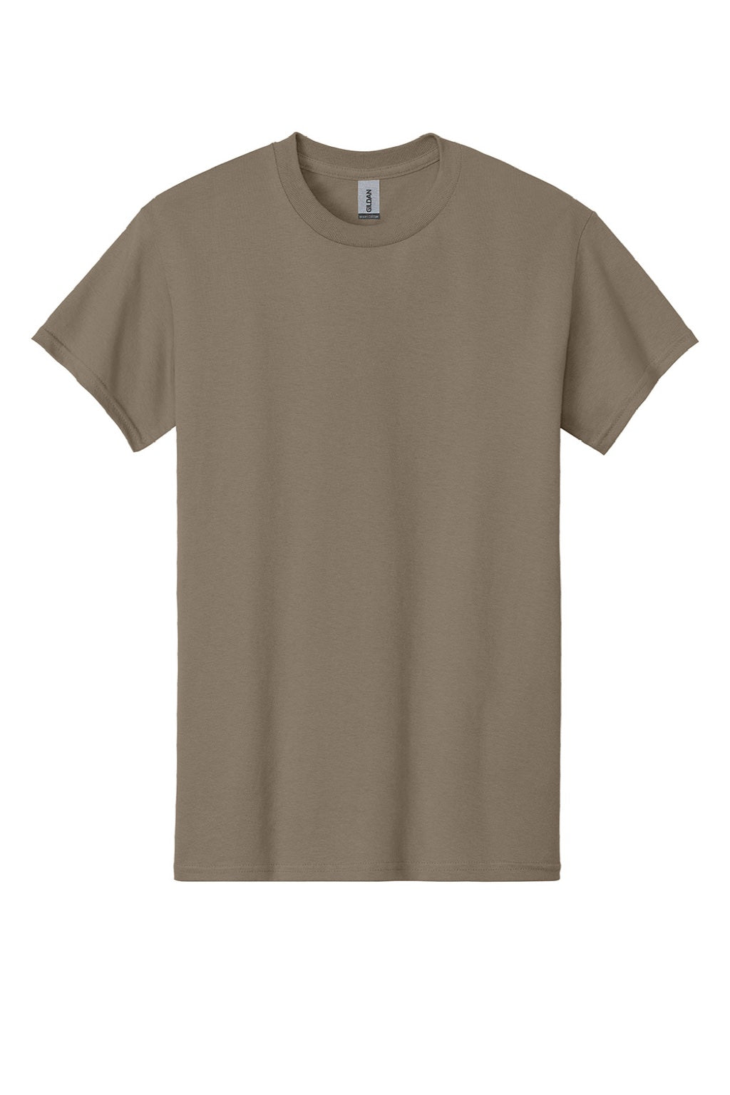 Gildan 5000 Mens Short Sleeve Crewneck T-Shirt Brown Savana Flat Front