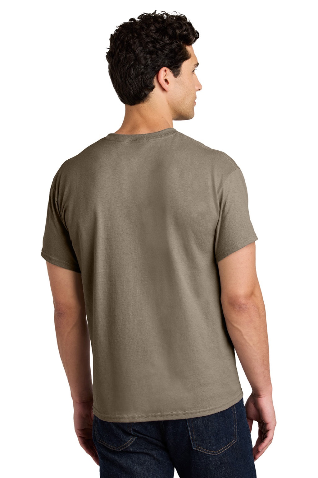 Gildan 5000 Mens Short Sleeve Crewneck T-Shirt Brown Savana Model Back