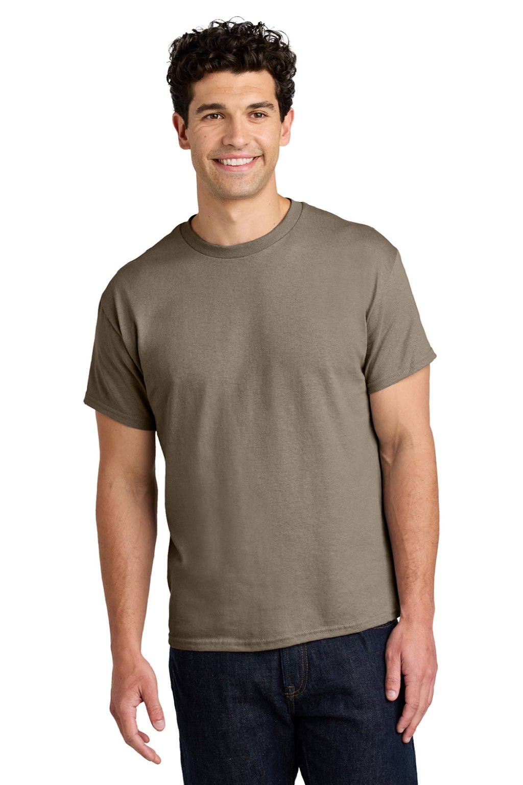 Gildan 5000 Mens Short Sleeve Crewneck T-Shirt Brown Savana Model Front