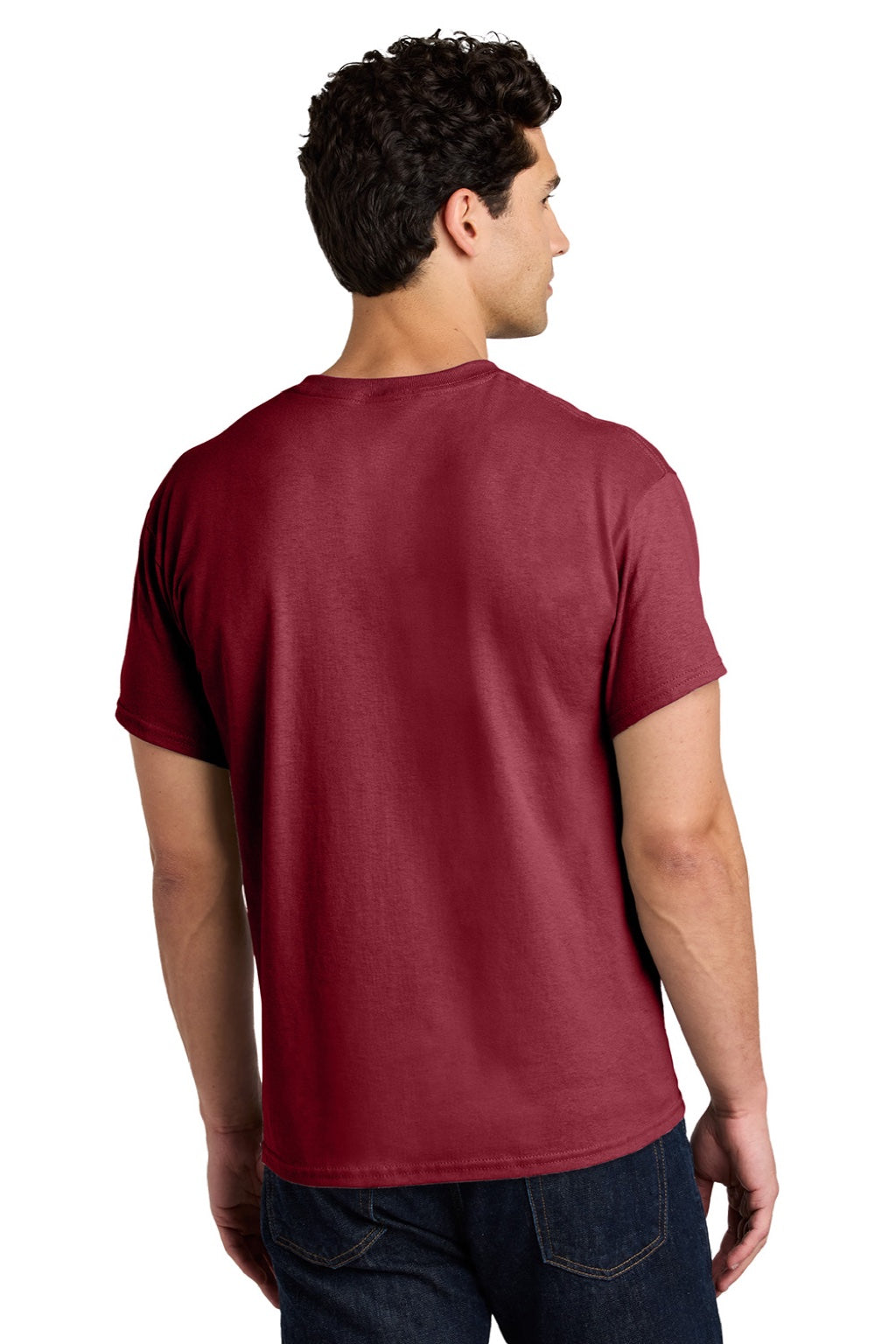 Gildan 5000 Mens Short Sleeve Crewneck T-Shirt Cardinal Red Model Back