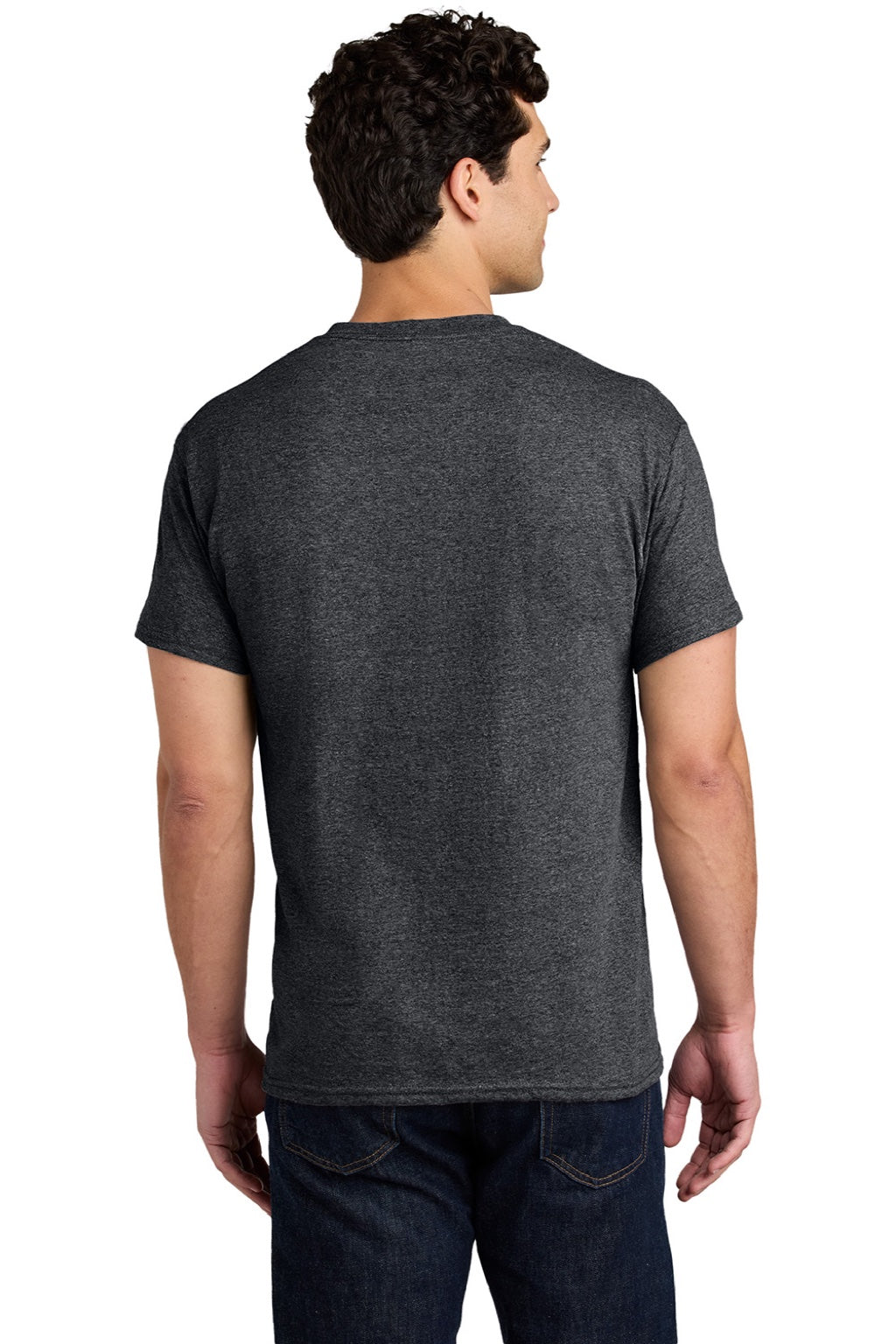 Gildan 5000 Mens Short Sleeve Crewneck T-Shirt Heather Dark Grey Model Back