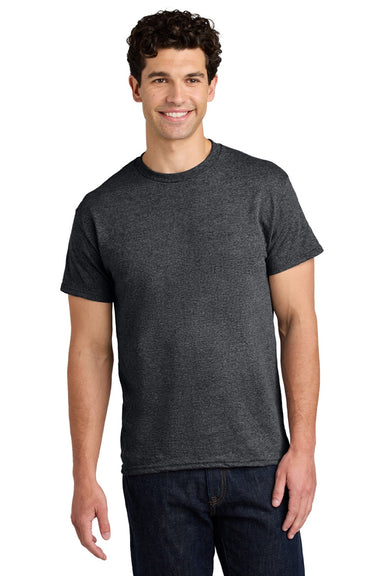 Gildan 5000 Mens Short Sleeve Crewneck T-Shirt Heather Dark Grey Model Front