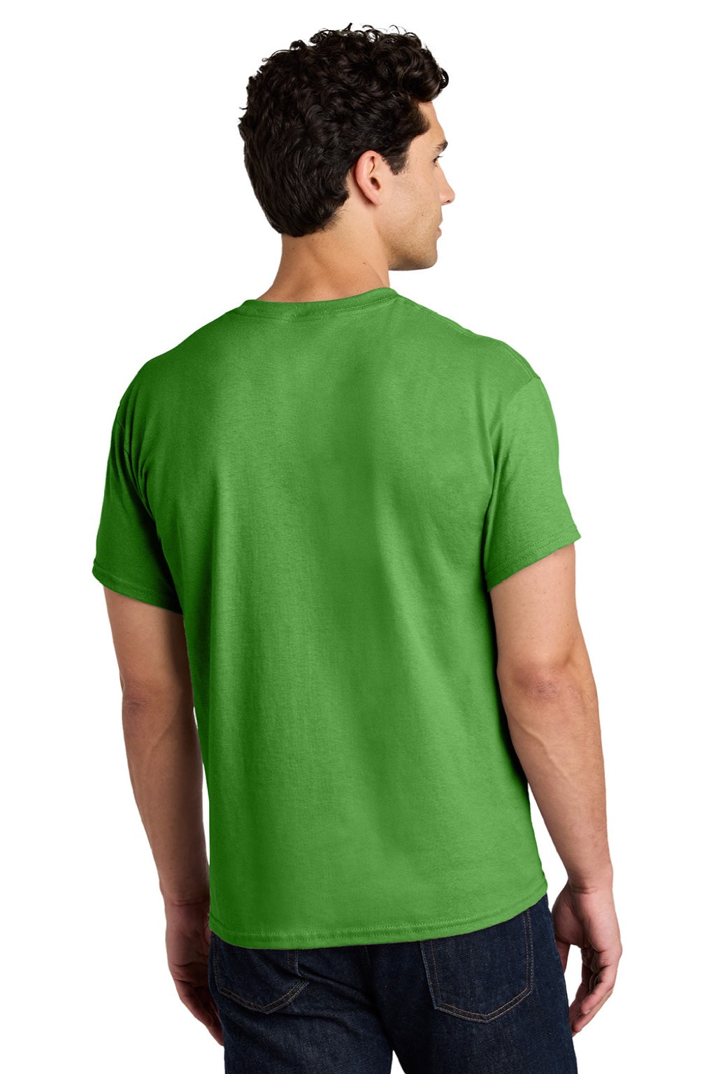 Gildan 5000 Mens Short Sleeve Crewneck T-Shirt Electric Green Model Back