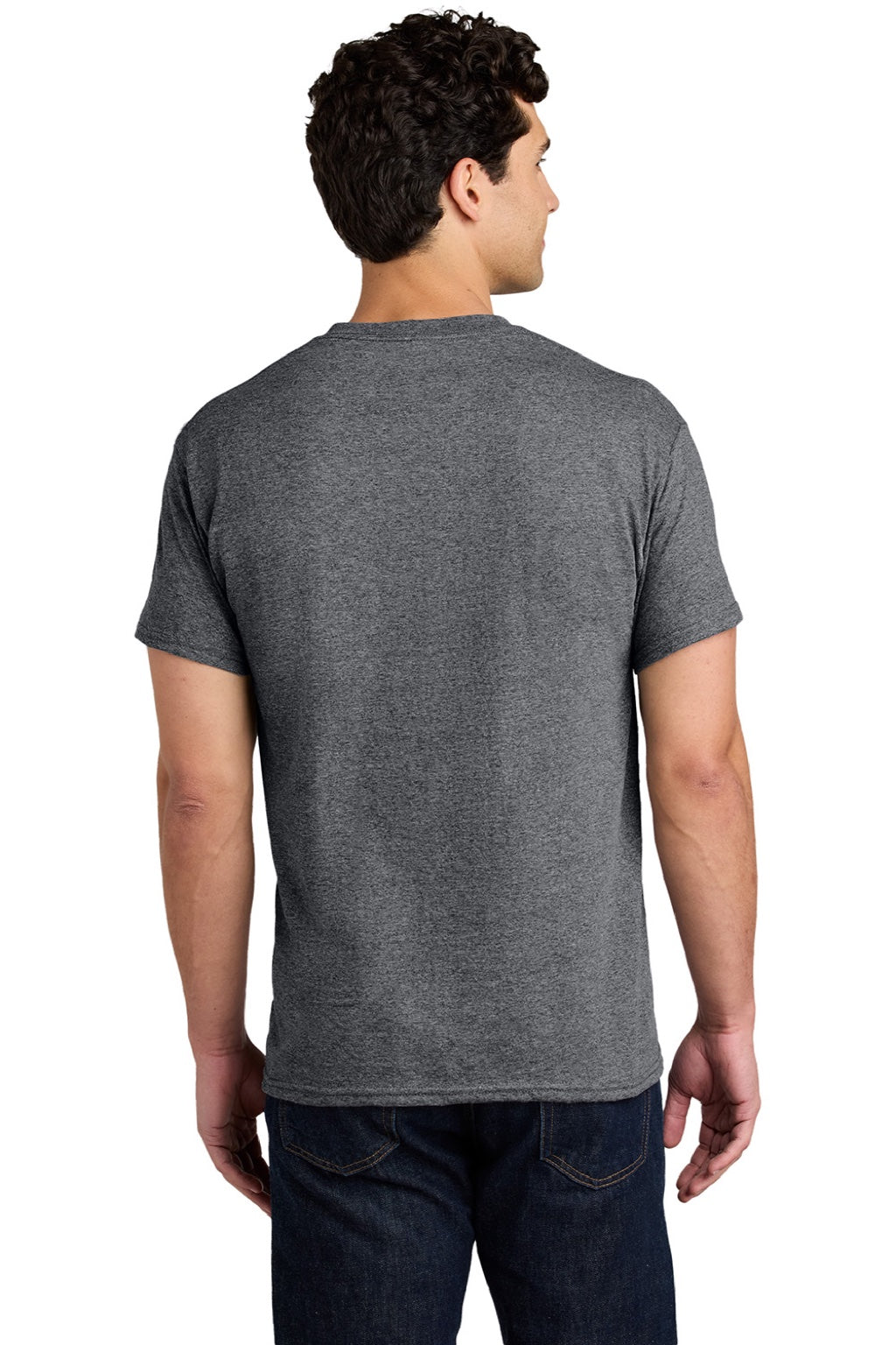 Gildan 5000 Mens Short Sleeve Crewneck T-Shirt Heather Graphite Grey Model Back