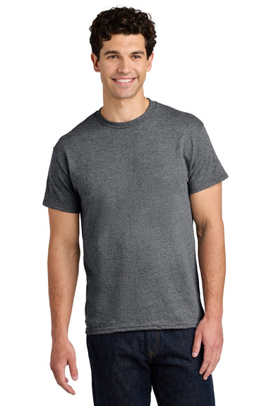 Gildan 5000 Mens Short Sleeve Crewneck T-Shirt Heather Graphite Grey Model Front