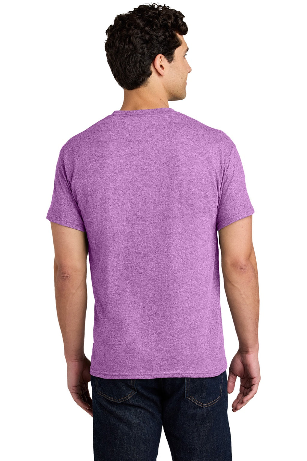 Gildan 5000 Mens Short Sleeve Crewneck T-Shirt Heather Radiant Orchid Purple Model Back