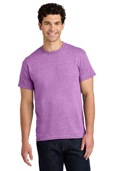 Gildan 5000 Mens Short Sleeve Crewneck T-Shirt Heather Radiant Orchid Purple Model Front