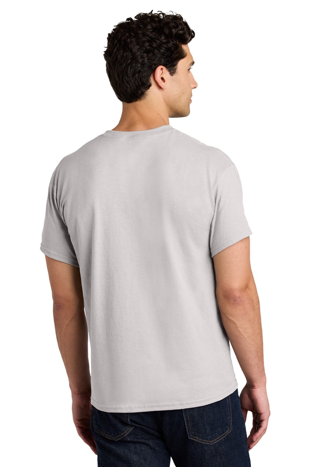 Gildan 5000 Mens Short Sleeve Crewneck T-Shirt Ice Grey Model Side