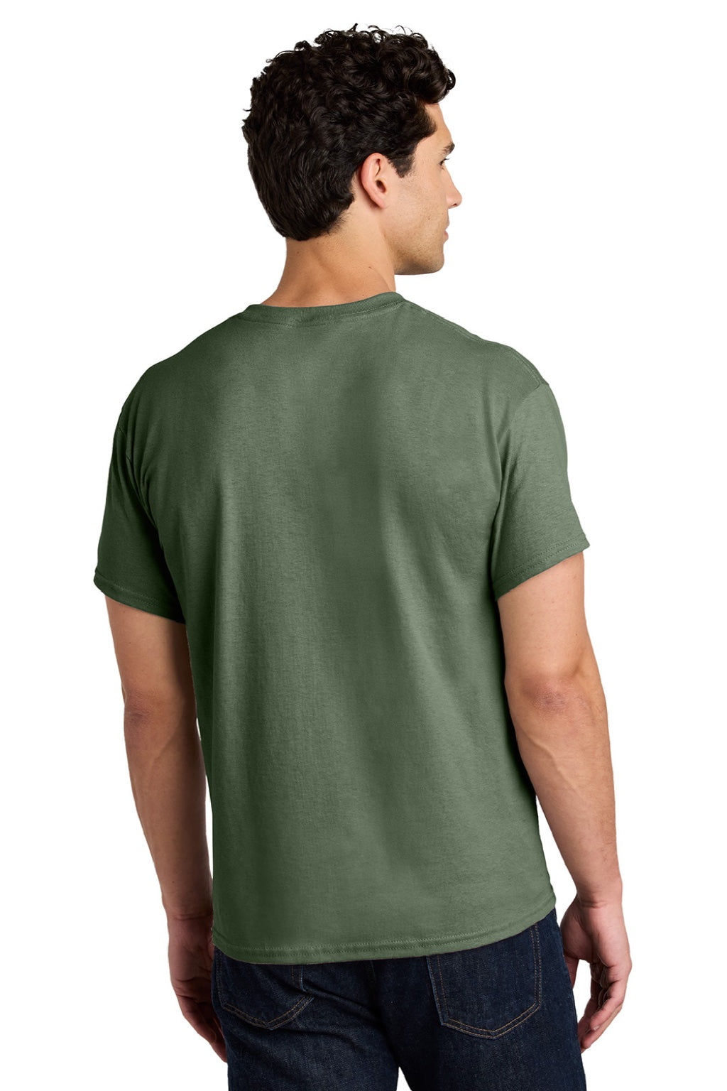 Gildan 5000 Mens Short Sleeve Crewneck T-Shirt Military Green Model Back