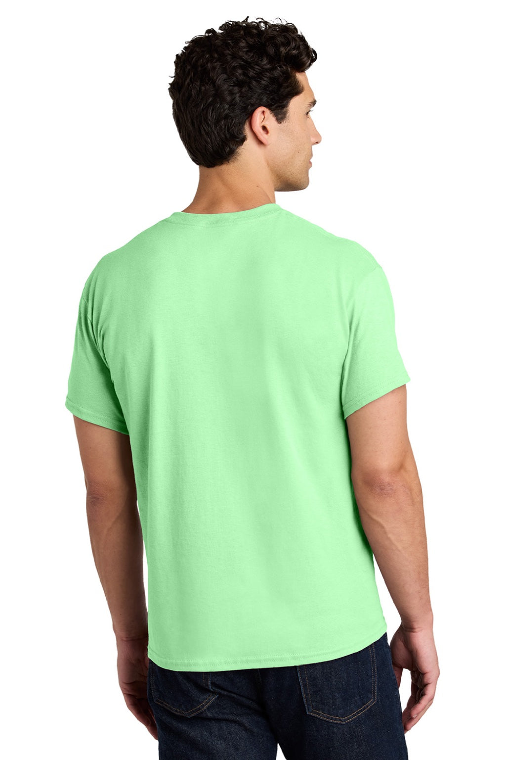 Gildan 5000 Mens Short Sleeve Crewneck T-Shirt Mint Green Model Back