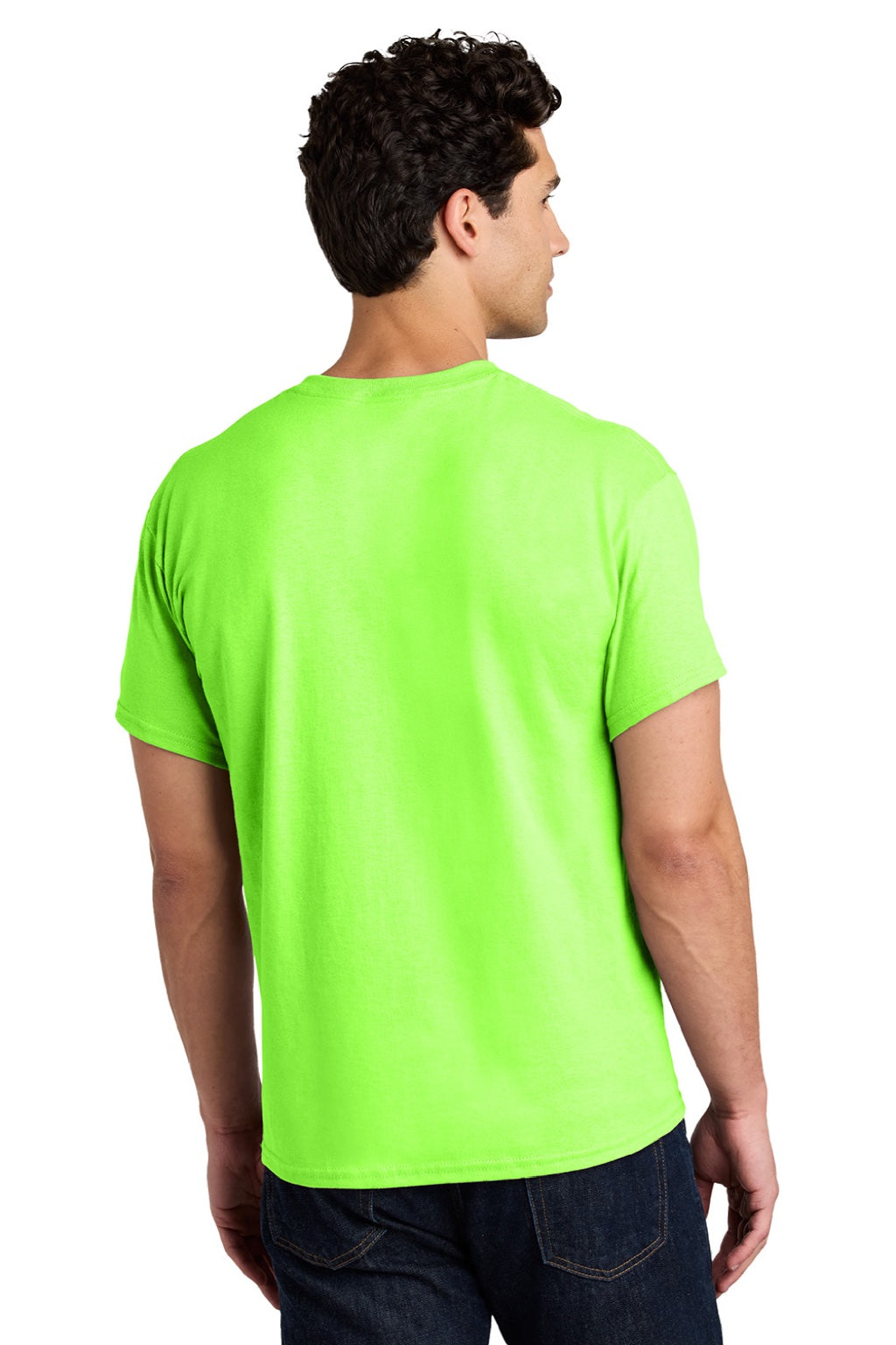 Gildan 5000 Mens Short Sleeve Crewneck T-Shirt Neon Green Model Back