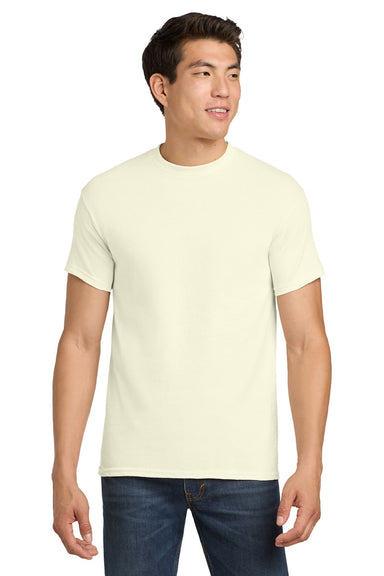 Gildan 5000 Mens Short Sleeve Crewneck T-Shirt Off White Model Front