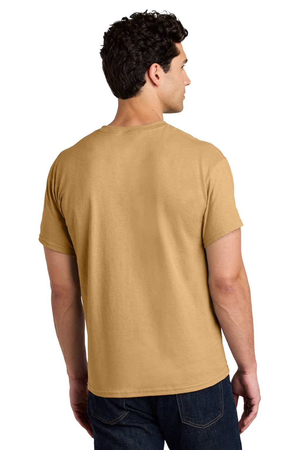 Gildan 5000 Mens Short Sleeve Crewneck T-Shirt Old Gold Model Back