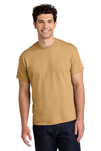 Gildan 5000 Mens Short Sleeve Crewneck T-Shirt Old Gold Model Front