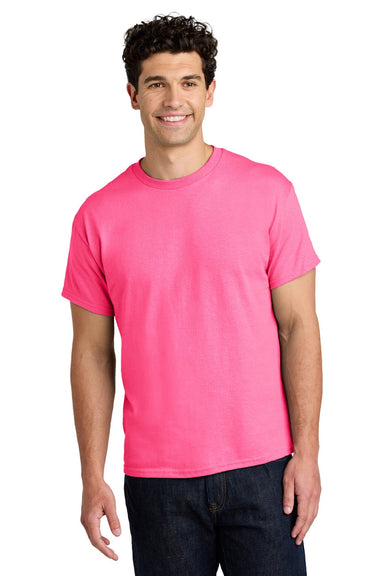 Gildan 5000 Mens Short Sleeve Crewneck T-Shirt Safety Pink Model Front
