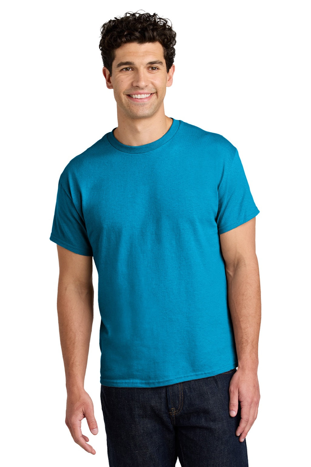 Gildan 5000 Mens Short Sleeve Crewneck T-Shirt Sapphire Blue Model Front