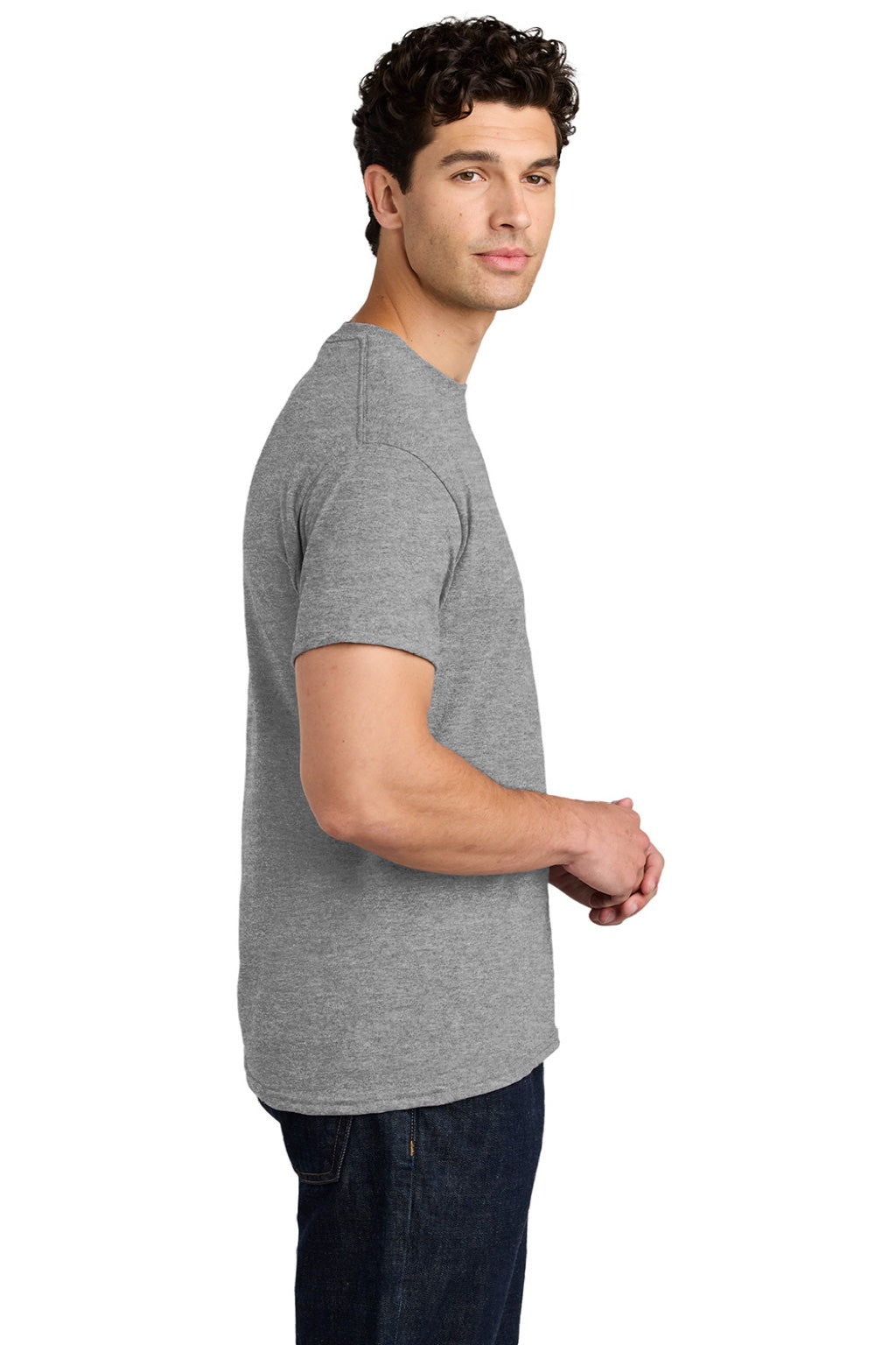 Gildan 5000 Mens Short Sleeve Crewneck T-Shirt Sport Grey Model Side