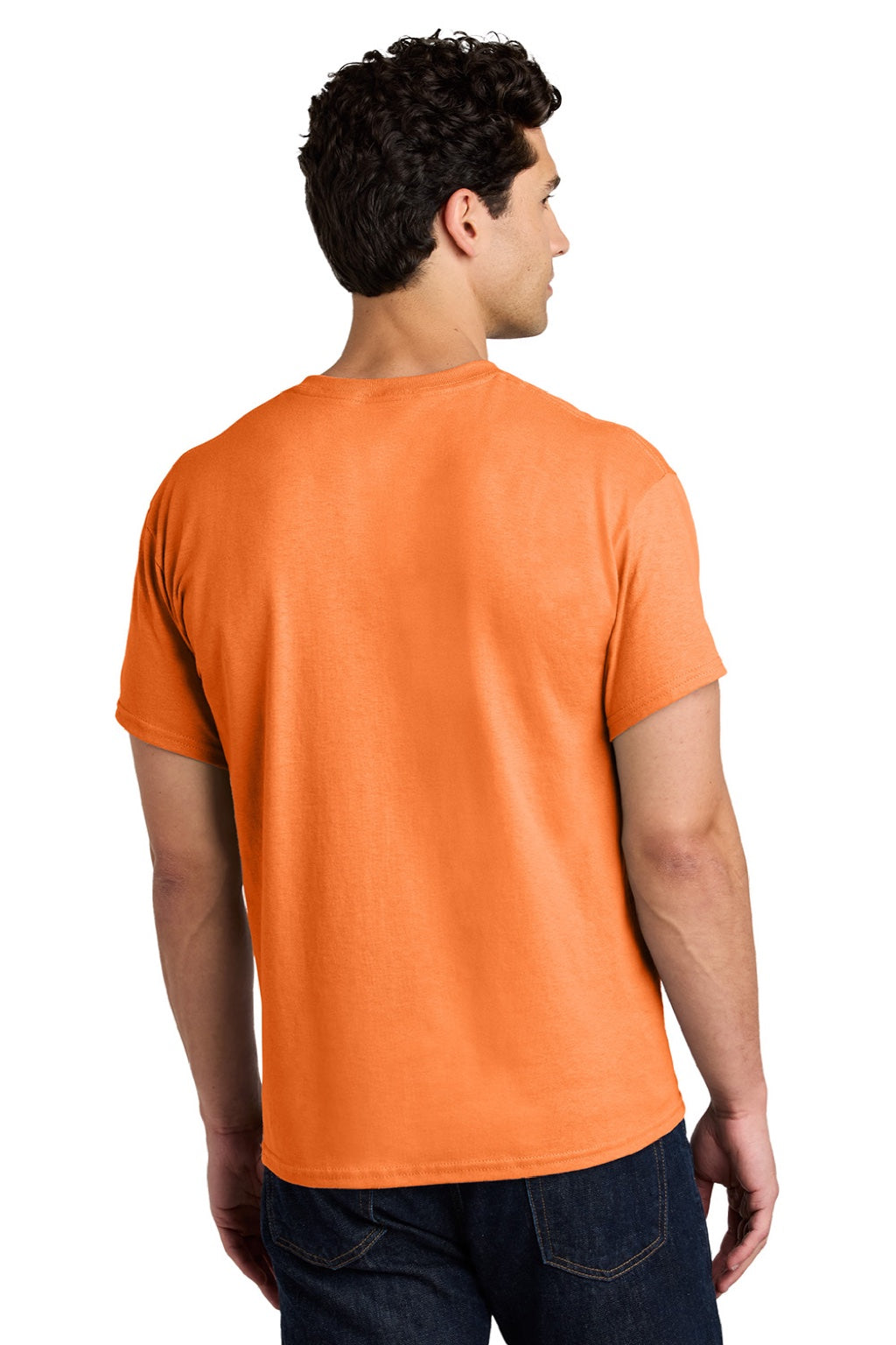 Gildan 5000 Mens Short Sleeve Crewneck T-Shirt Tangerine Orange Model Back