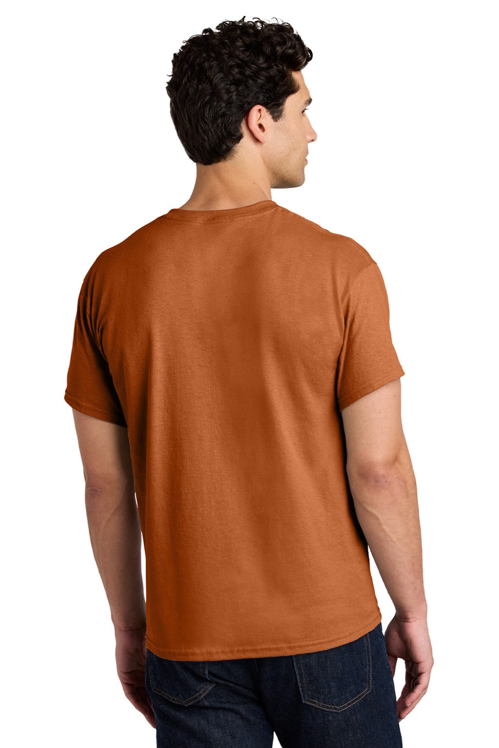 Gildan 5000 Mens Short Sleeve Crewneck T-Shirt Texas Orange Model Back