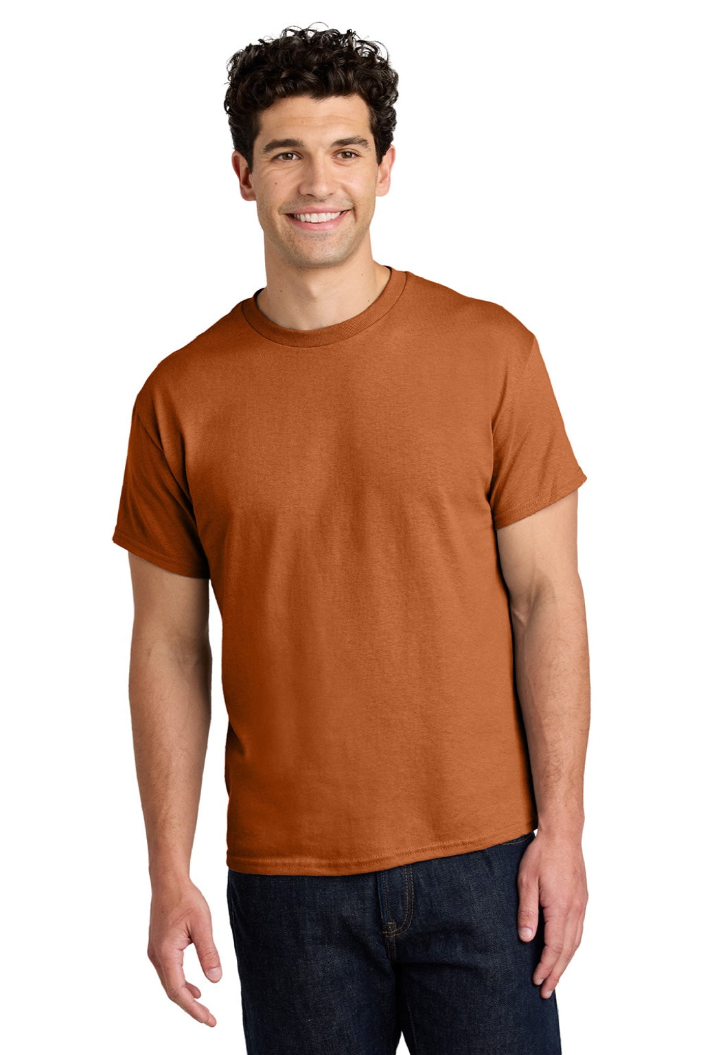 Gildan 5000 Mens Short Sleeve Crewneck T-Shirt Texas Orange Model Front