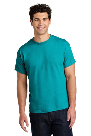 Gildan 5000 Mens Short Sleeve Crewneck T-Shirt Tropical Blue Model Front