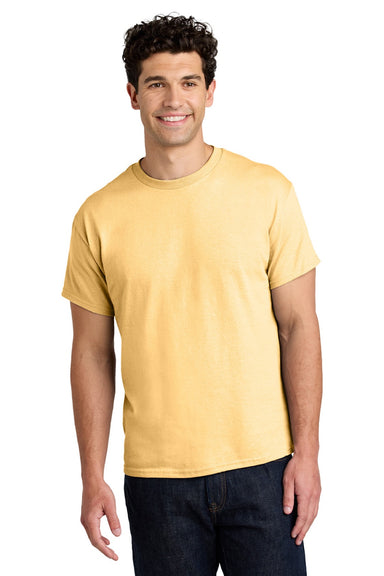 Gildan 5000 Mens Short Sleeve Crewneck T-Shirt Yellow Haze Model Front