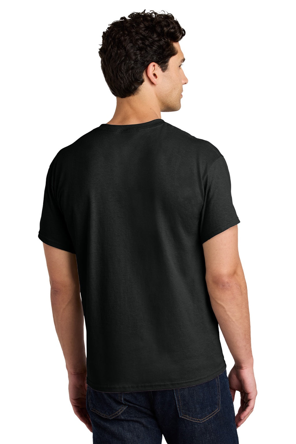 Gildan 5000 Mens Short Sleeve Crewneck T-Shirt Black Model Back