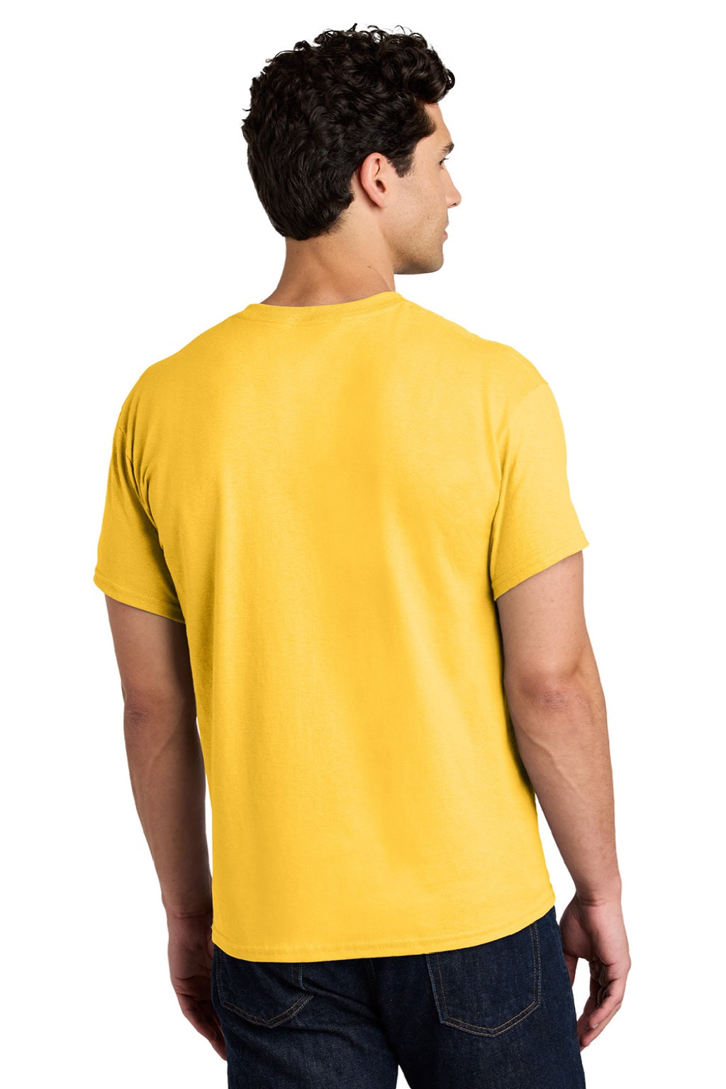 Gildan 5000 Mens Short Sleeve Crewneck T-Shirt Daisy Yellow Model Back