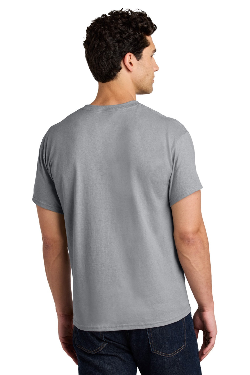 Gildan 5000 Mens Short Sleeve Crewneck T-Shirt Gravel Grey Model Back