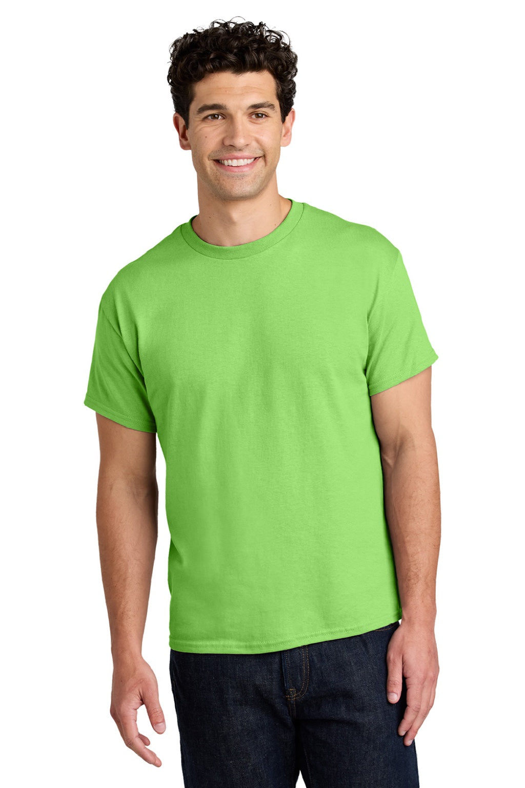 Gildan 5000 Mens Short Sleeve Crewneck T-Shirt Lime Green Model Front