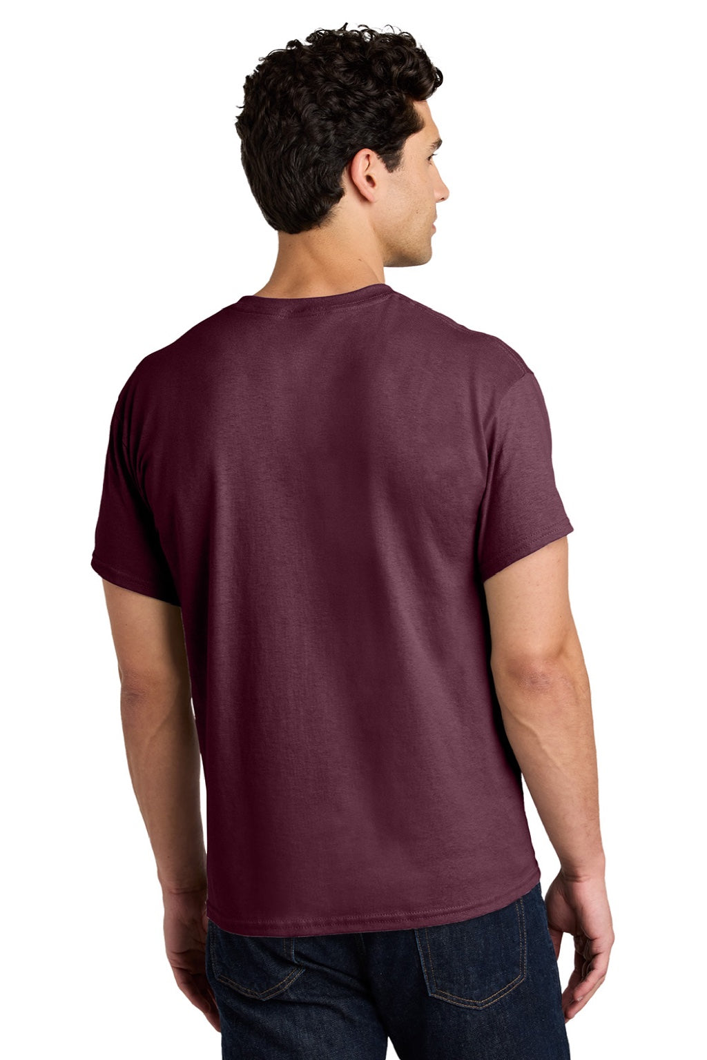 Gildan 5000 Mens Short Sleeve Crewneck T-Shirt Maroon Model Back