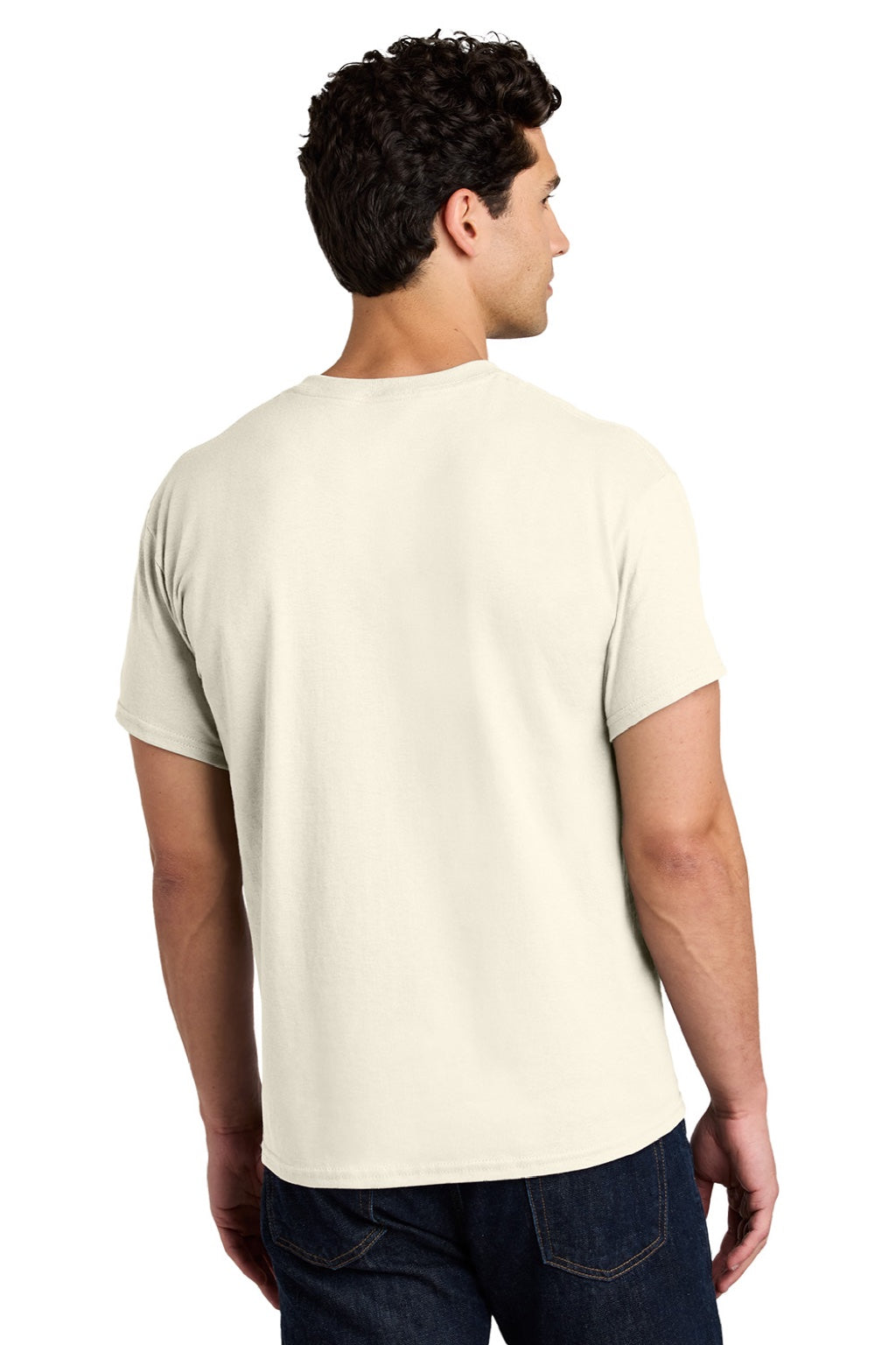 Gildan 5000 Mens Short Sleeve Crewneck T-Shirt Natural Model Back