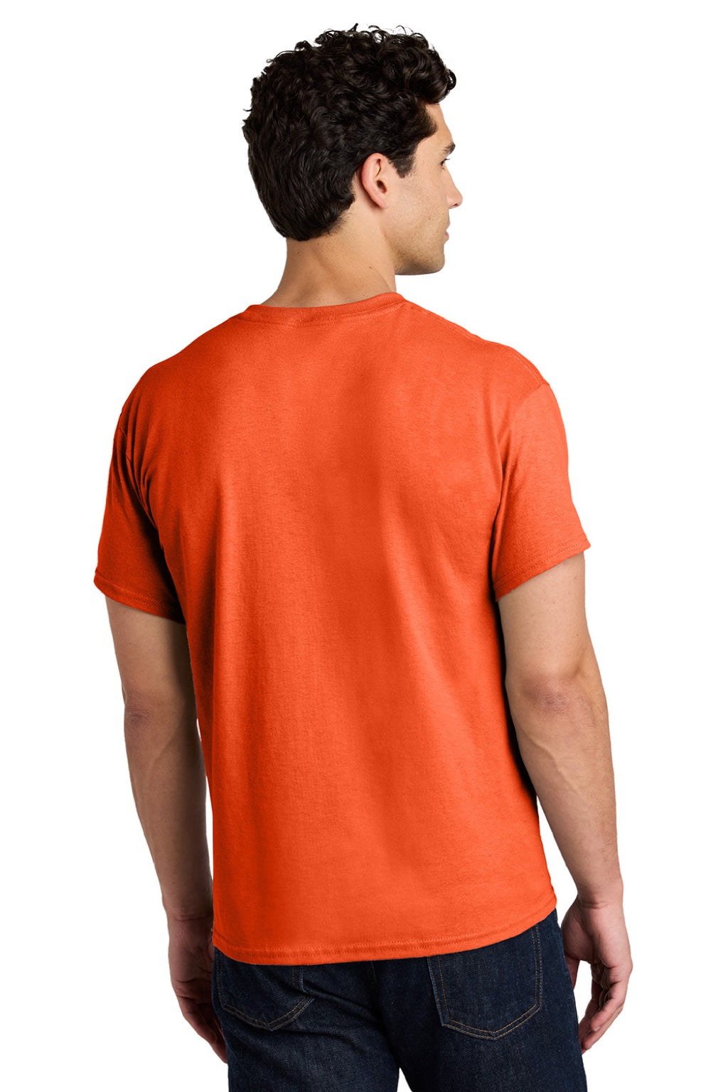 Gildan 5000 Mens Short Sleeve Crewneck T-Shirt Orange Model Back